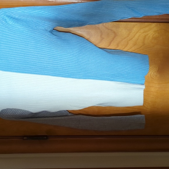 INC Colorblock Light Blue/Gray/ Ivory Sweater - Picture 2 of 5